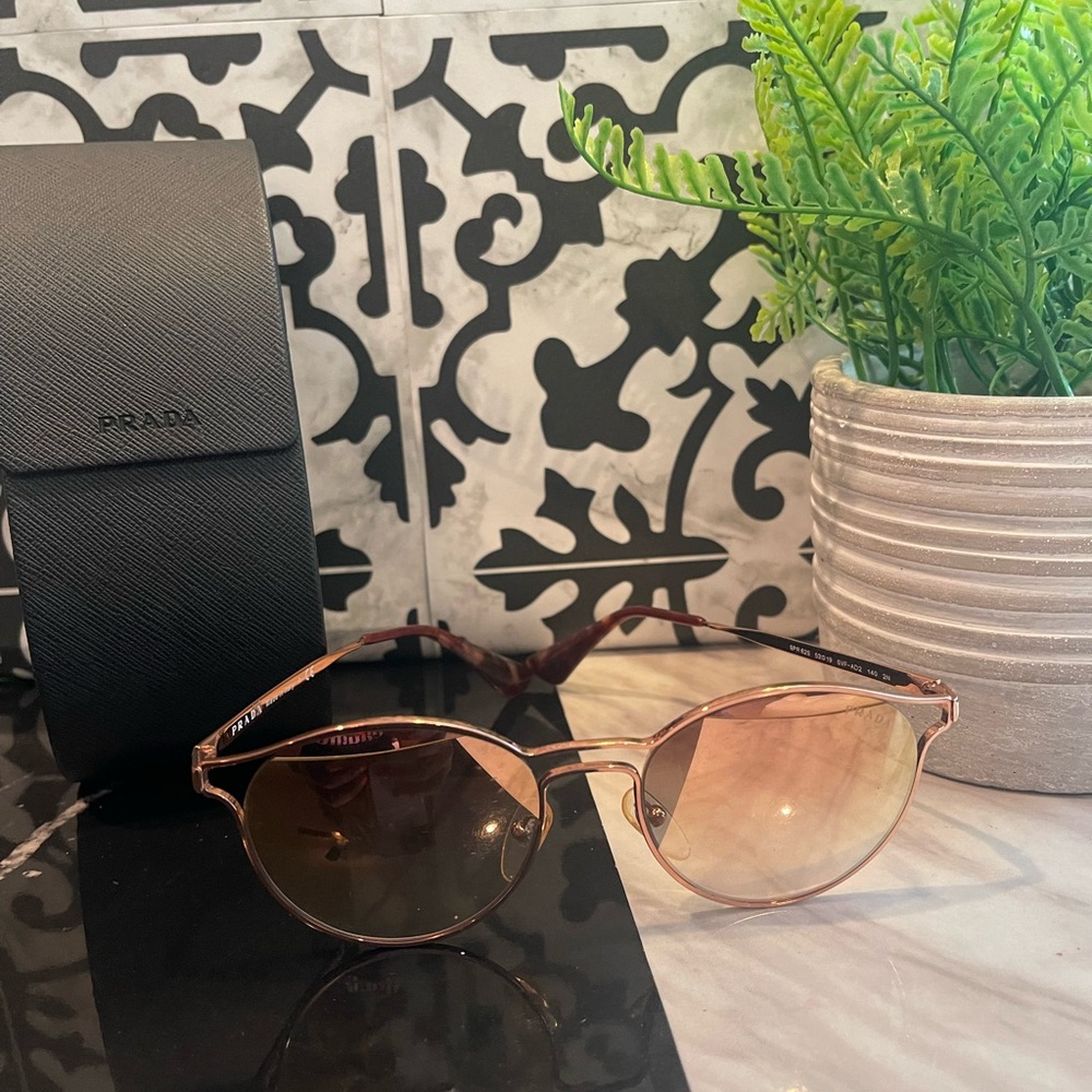 PRADA Mirrored Cinema Sunglasses SPR 62S Rose Gold VGUC